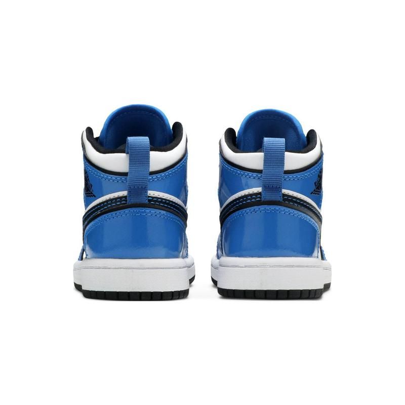 Air Jordan 1 Mid SE PS Signal Blue Kids Sneakers White Black BQ6932-402