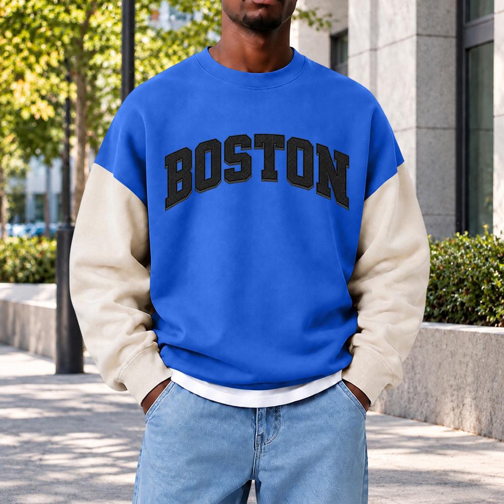 Men's Fashion Crewneck Sweatshirt, Casual Pullover Top for Everyday Wear