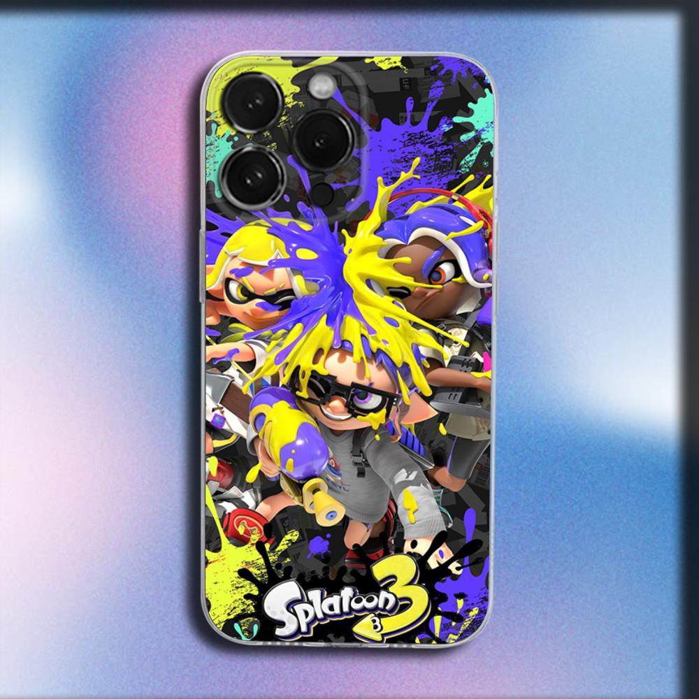 Game S-Splatoon 3 Phone Case For iPhone 16,15,14,13,12,11 Plus,Pro,Max,XR,XS,X,Plus,SE,Mini Transparent Soft Cover