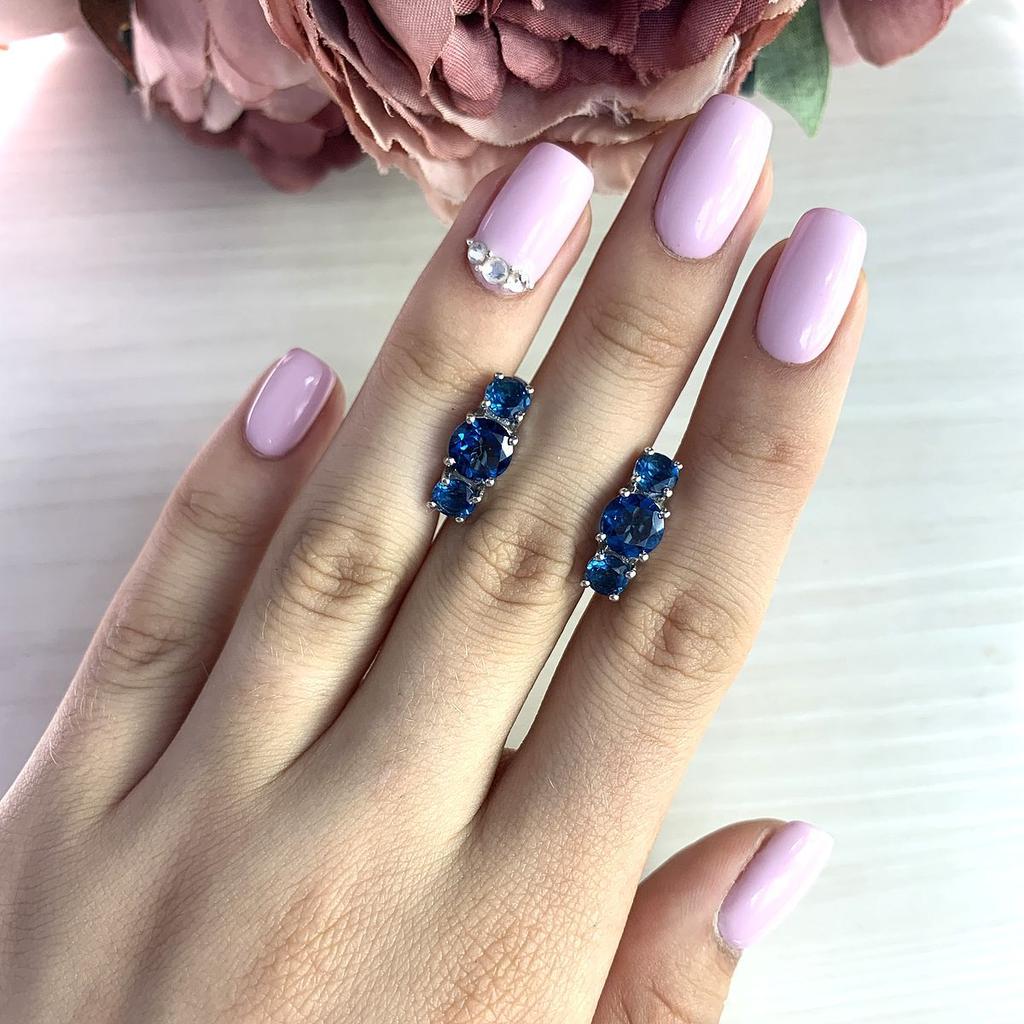 Silver Earrings with Topaz London Blue (1929896)