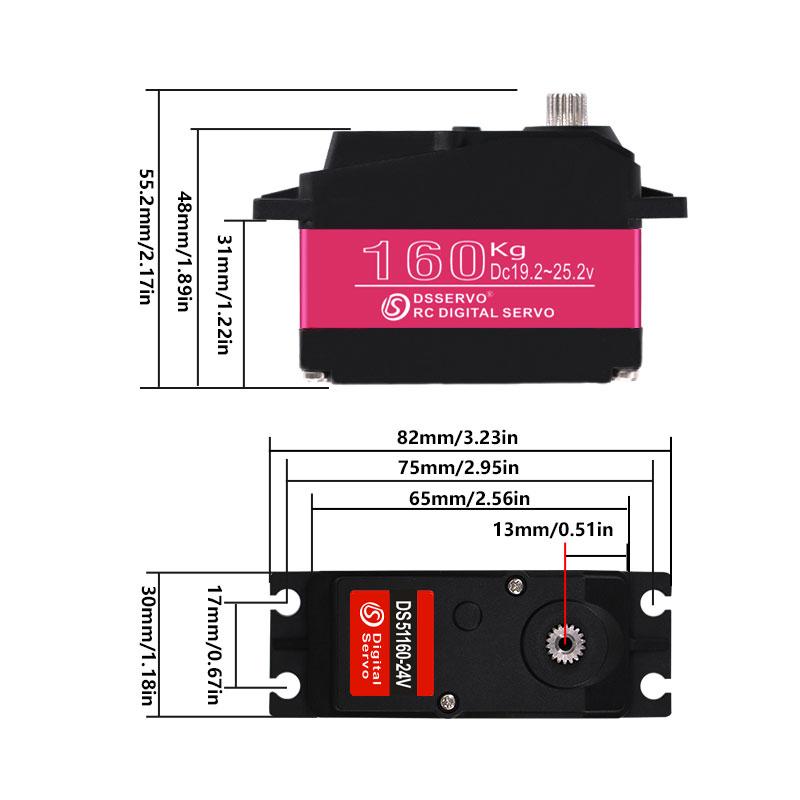60/80/150/160KG DS5160 DS5180 DS51150 DS51160 Digital Metal Gear Robot RC 1/5 Servo Waterproof High Torque IP67 18T Servos Arm