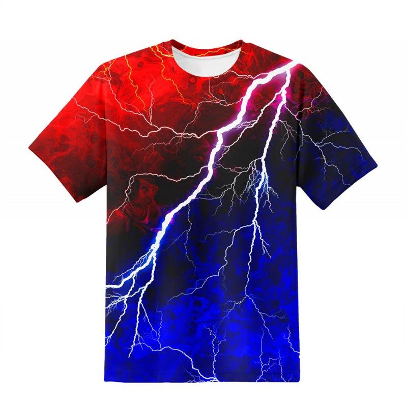 T-Shirts for Children 3D Print Flame Lightning Casual Boys Girls Tops Summer Crew Neck Short Sleeves 2025 Children's Clothing