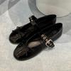 Cowhide~ Shoes Ballet Shoes Women's Bow Light Mouth Versatile Flat Shoes Temperament Commuter Mary Jane Shoes