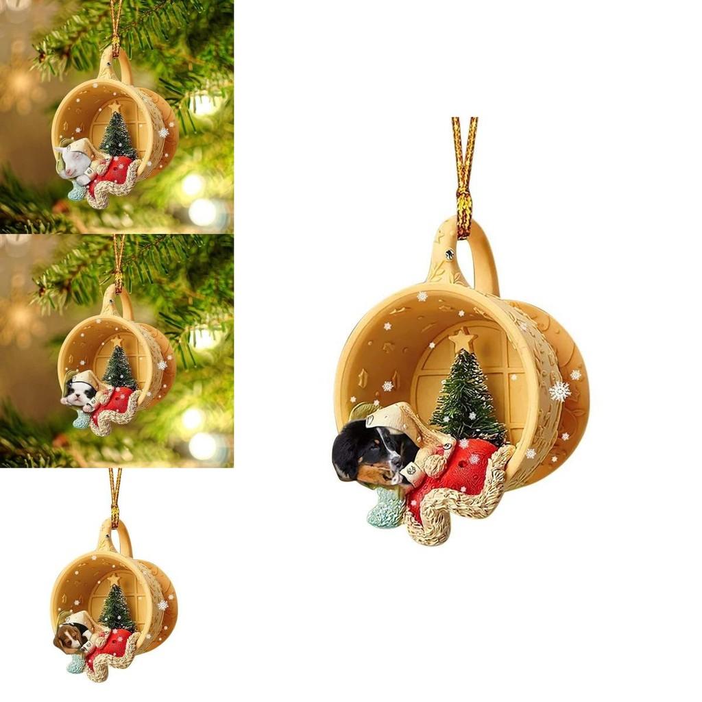Cartoon Acrylic Cute Flat Dog Cup Holiday Ornament For Car Interior Decoration