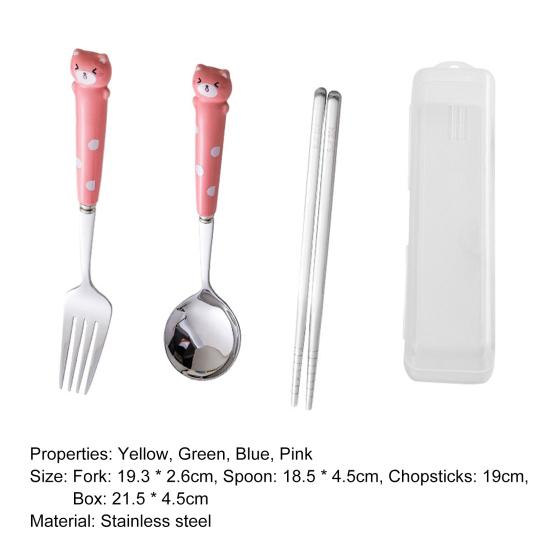 1 Set Baby Utensils Creative Undeformable Stainless Steel Infant Food Feeding Toddler Dinnerware with K Spoon Chopsticks Home