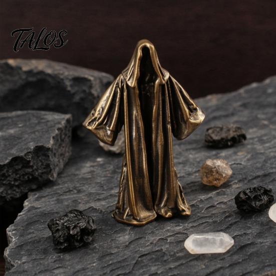 Figurina Bronzo Retrò Fantasma Senza Volto Vintage Figurina Ottone, Statua Misteriosa in Metallo, Piccolo Ornamento Creativo per Arredamento Casa Gotica Scaffale da Tavolo Scrivania