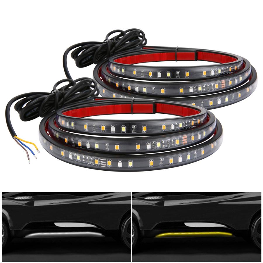 

2X 24 Running Board Side Step LED Light Amber White Turn Signal DRL Strip Bar