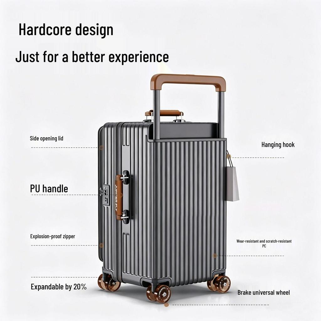 2026 New Aluminum Side-Opening 20-Inch Carry-On Suitcase - Large Capacity, High-Value Travel Pull-Rod Box