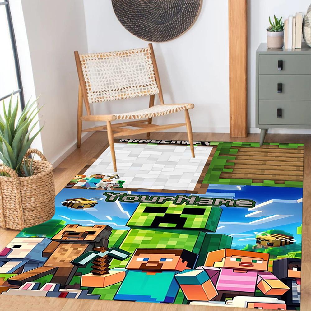 Minecraft 56 Customizable Name Carpet Perfect for Outdoor Decorate room Playrooms Dining Room Anti-slip Rug Office home decor Birthday/Christmas Gift