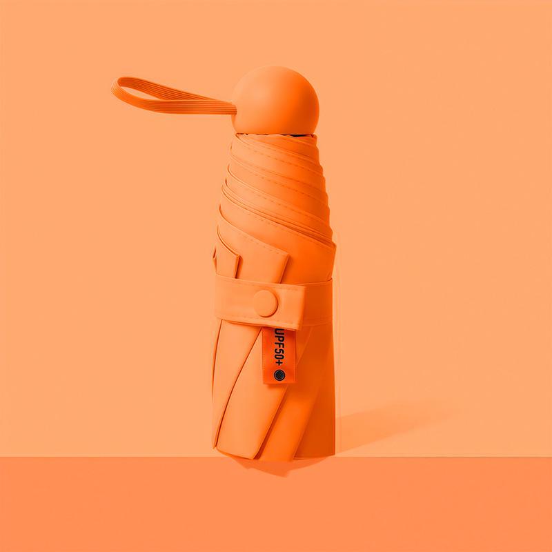 Compact Capsule Sun and Rain Umbrella: Thickened, UV-Protected, Dual-Use, Folding Black Glue Design