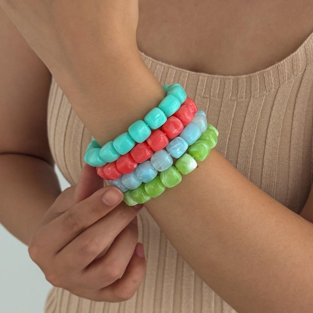 4Pcs Stackable Beads Bracelet Set Multicolor Cuff Bracelet Set New Round Bangles  Women