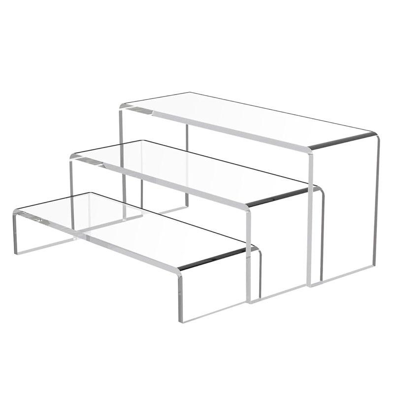 Acrylic Display Risers,Clear Rectangular Tabletop Display Stand for Amiibo Funko POP Figures,Collectibles Jewelry Food Cupcake