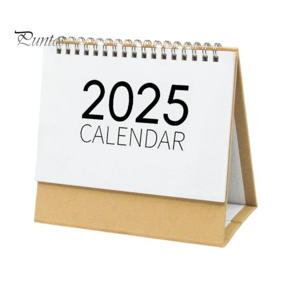 2025 Skrivebordskalender Small Stand Up Double-Coil Binding Månedlig kalender Dagsplanlegger Event Markeringstabell Kalender for hjemmekontorskole