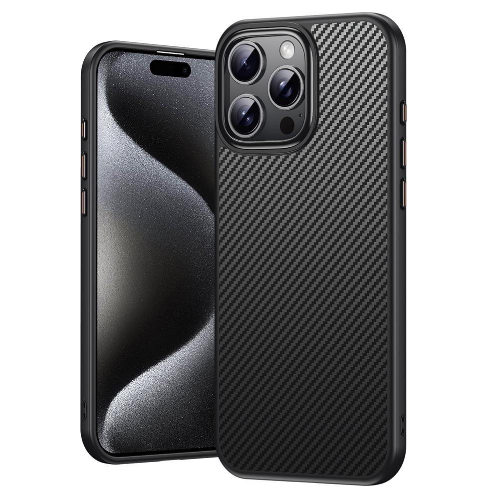 For iPhone 16 Pro Max Magnetic Case Compatible with MagSafe Carbon Fiber Texture PC+TPU Cover