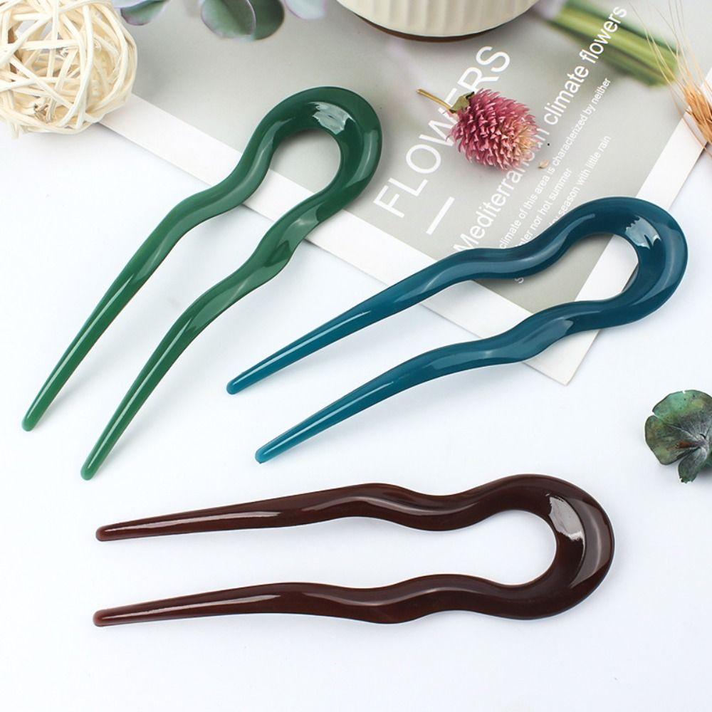 Acetate Hair Fork Geometric Design Hair Sticks Fashion Hair Bun  for Women Girls