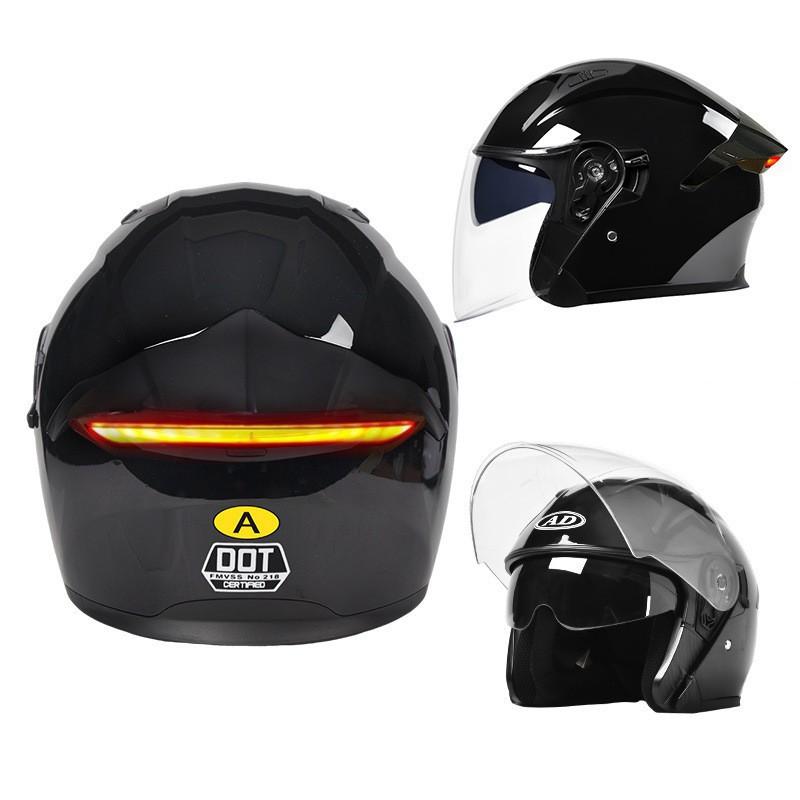 Motorcycle Helmet Smart LED Taillight Long Life Four-season Unisex Three-quarter
