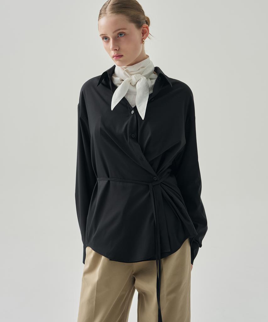 Deuloupisumeon Wrinkle-Free Side Button Wrap Shirt [White]