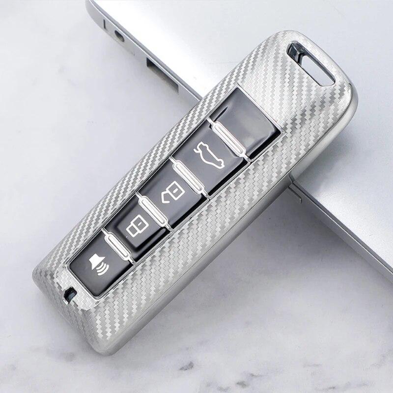 FOR Great Wall WEY Wey VV5 VV6 VV7 A1 A3 A4 A5 A7 A8 Car Smart Key Case TPU Carbon Fiber Protector Bag Fob Cover Keychain