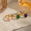 Xia Ling Retro INS Style 18K Gold Plated Natural Stone Open Ring