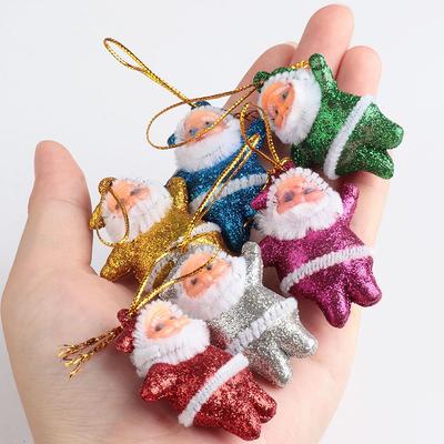 6 Stück Mini-Weihnachtsmann-Tropfen, mehrfarbig, Weihnachtsmann-Party, Weihnachtsbaum-Anhänger, Dekor, Heimdekoration