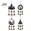 Retro Holiday Window Accents Christmas Wind Chime with Metal Bells, Vintage Santa/Snowman/Deer/Bell/Wreath Iron Creative Soft Furnishings Hanging