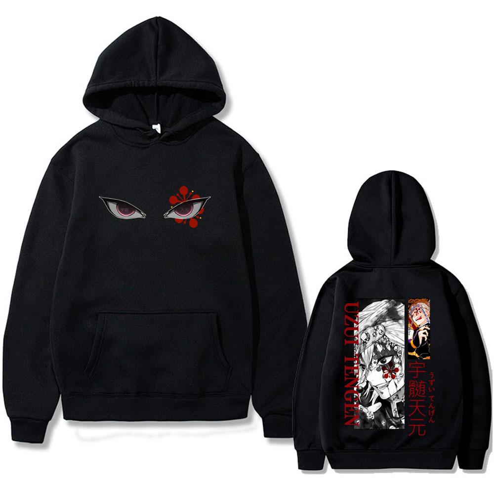 Anime Demon Slayer Uzui Tengen Eyes Graphic Print Hoodie Men Women Casual Oversized Pullover Male Vintage Fleece Hoodies