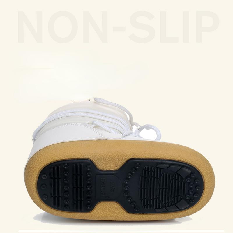 Fashion 2024 Winter Snow Boots Women Ski Boots Fluffy Hairy Lace Up Middle Calf Platform Flat With White Ski Boots