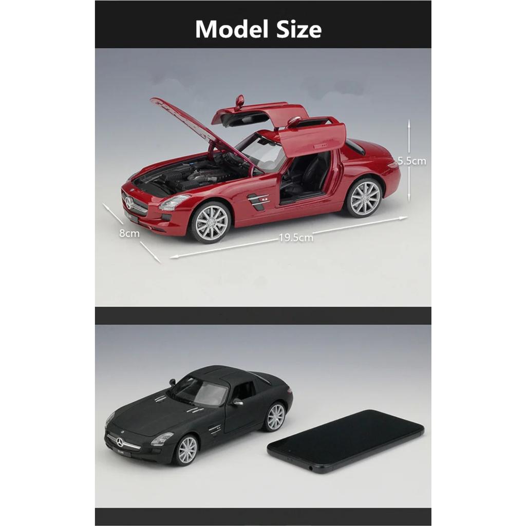 Welly 1/24 Mercedes Benz SLS AMG Alloy Sports Model Diecasts Metal Racing Car Vehicles Model Simulation Collection Kids Toy Gift