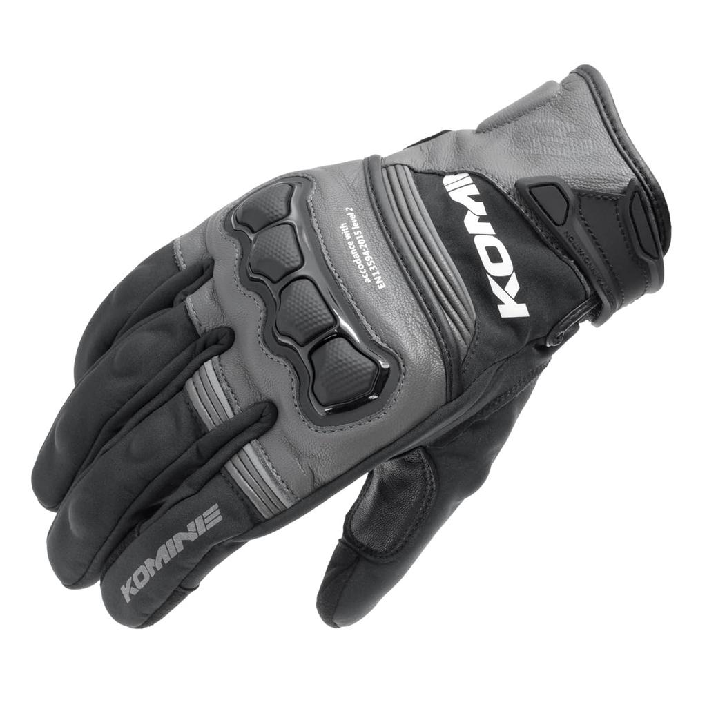 KOMINE Motorcycle Gloves High Protection Leather Windproof Gloves HG Dark Grey L GK-856