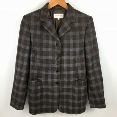 Cantarelli Made In Italy Cashmere Blend Check Blazer Jacket Brown Size 40 Women’s(USED)
