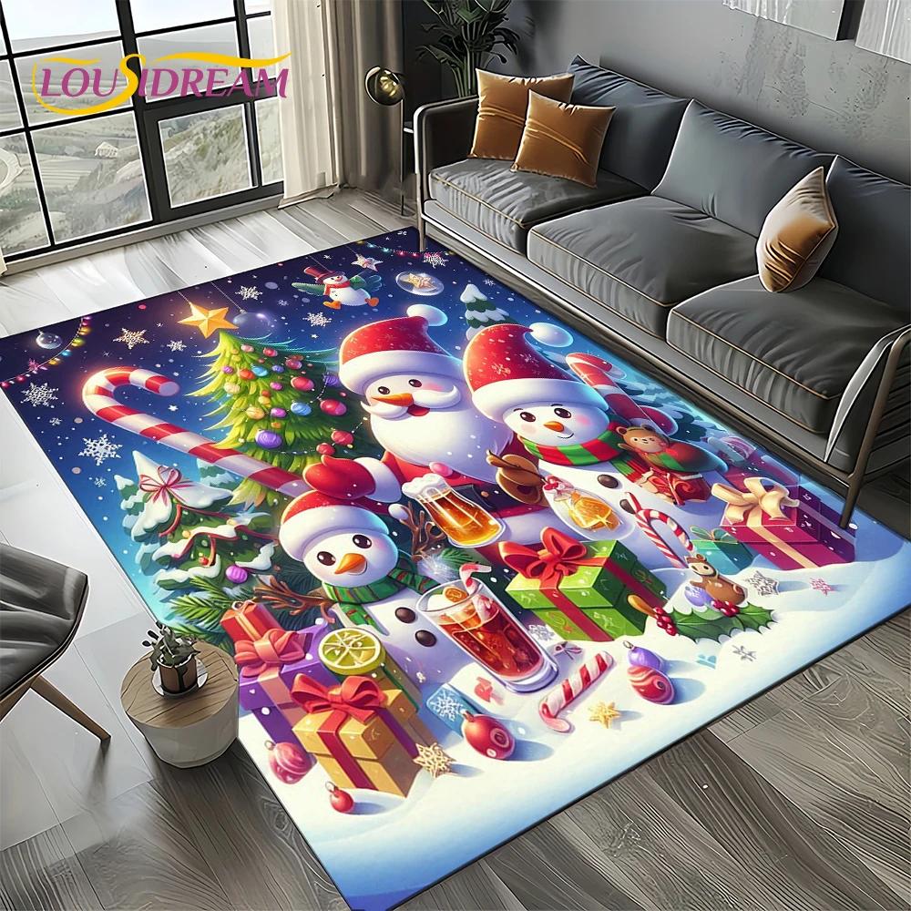 2025 Merry Christmas Tree Santa Claus,New Year Fairy Tale Gift Carpet Rug for Home Bedroom Sofa Doormat Decor,Non-slip Floor Mat
