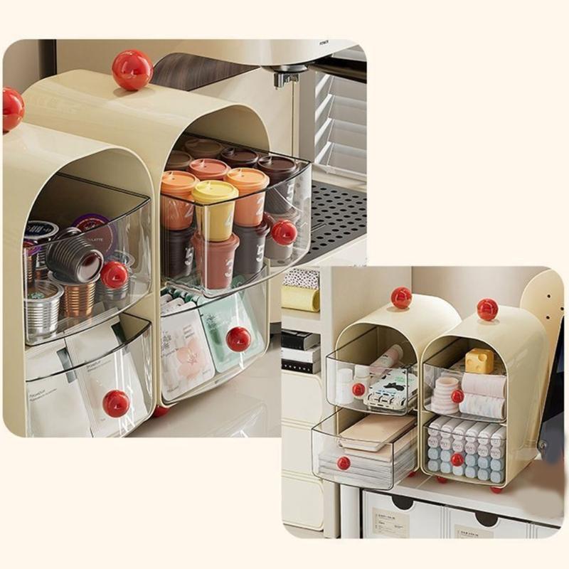 Contemporary Plastic Desktop Coffee Organiser Corner Teas Bag Holder Office Table Drawer Storage Box with Compartments