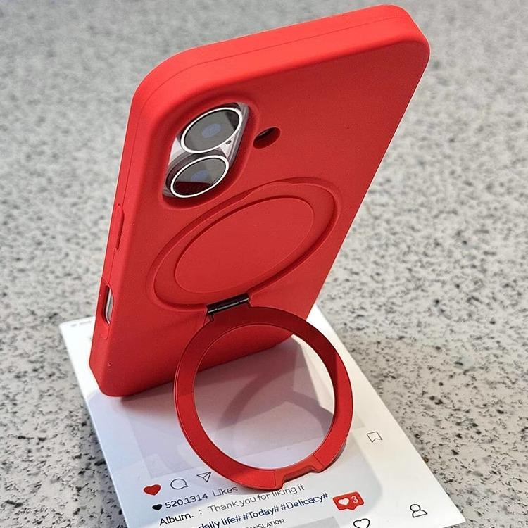 Liquid Silicone Stand Ring Holder Magnetic For Magsafe Case For iPhone 16 15 14 Plus 13 12 11 Pro Max Matte Soft Cover