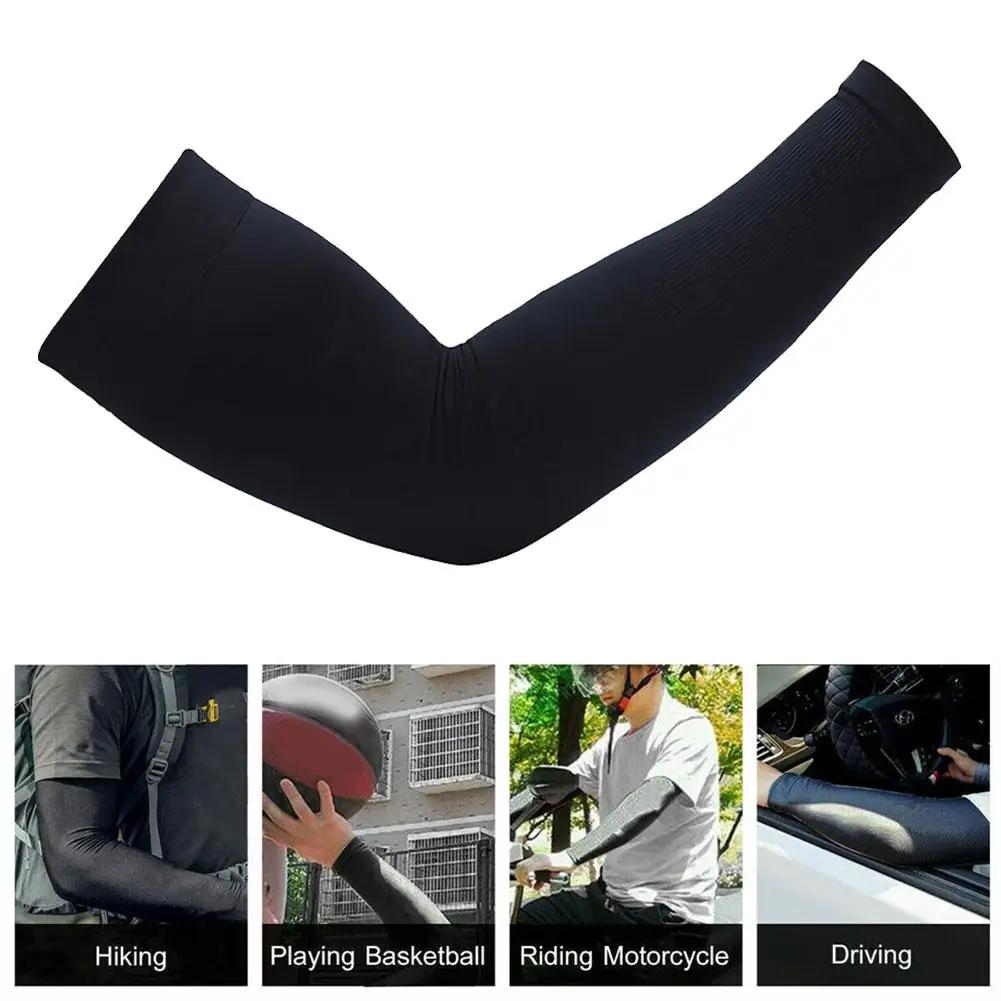 1/3 Pair Summer UV Protection Fingerless Arm Sleeves for Men's Plus Size, Quick Dry, Breathable Lightweight Cool Silk Arm Sleeve
