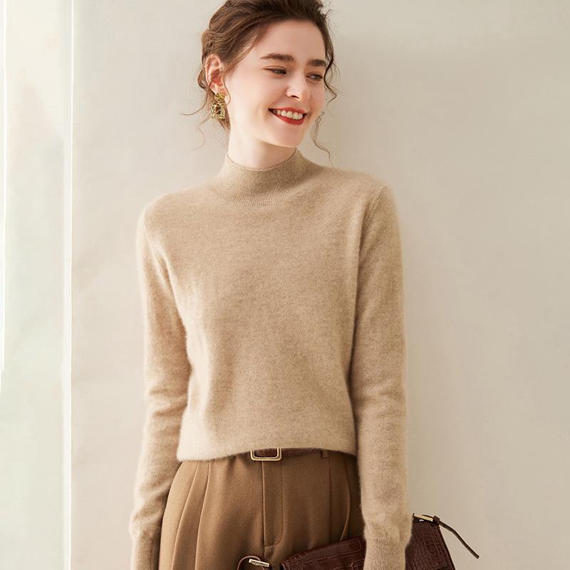 Women's Cashmere Sweater: Half-High Neck, Pullover, Soft & Comfortable, Warm Luxury Knitwear