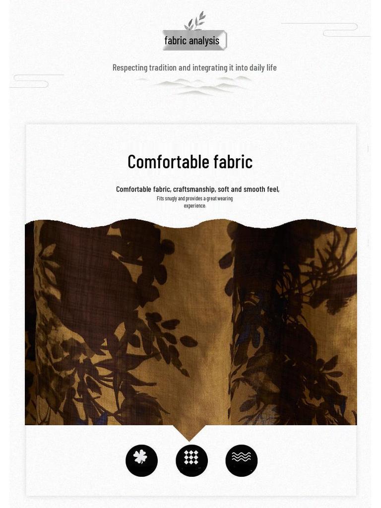 2021 Summer Retro Plus Size Round Neck Print Dress with Short Sleeves and Big Swing