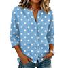 Women's Printed Cotton Linen Neck Shirt with Three-Quarter Sleeves