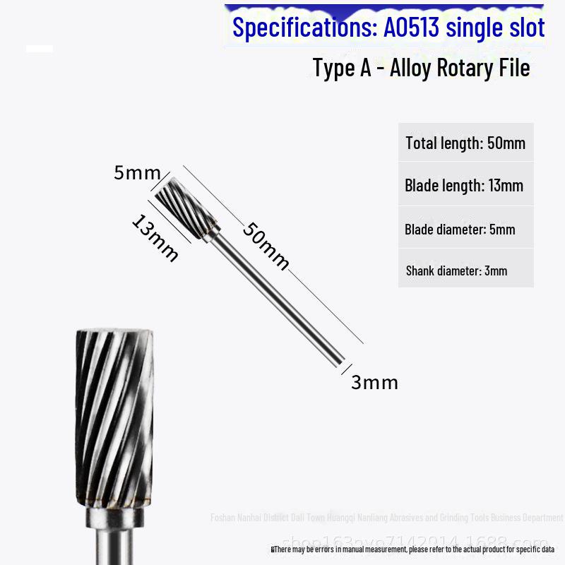 Fresa a lima rotante in carburo di tungsteno 3x5 mm - per molatura di metalli e intaglio del legno, scanalatura singola e doppia.