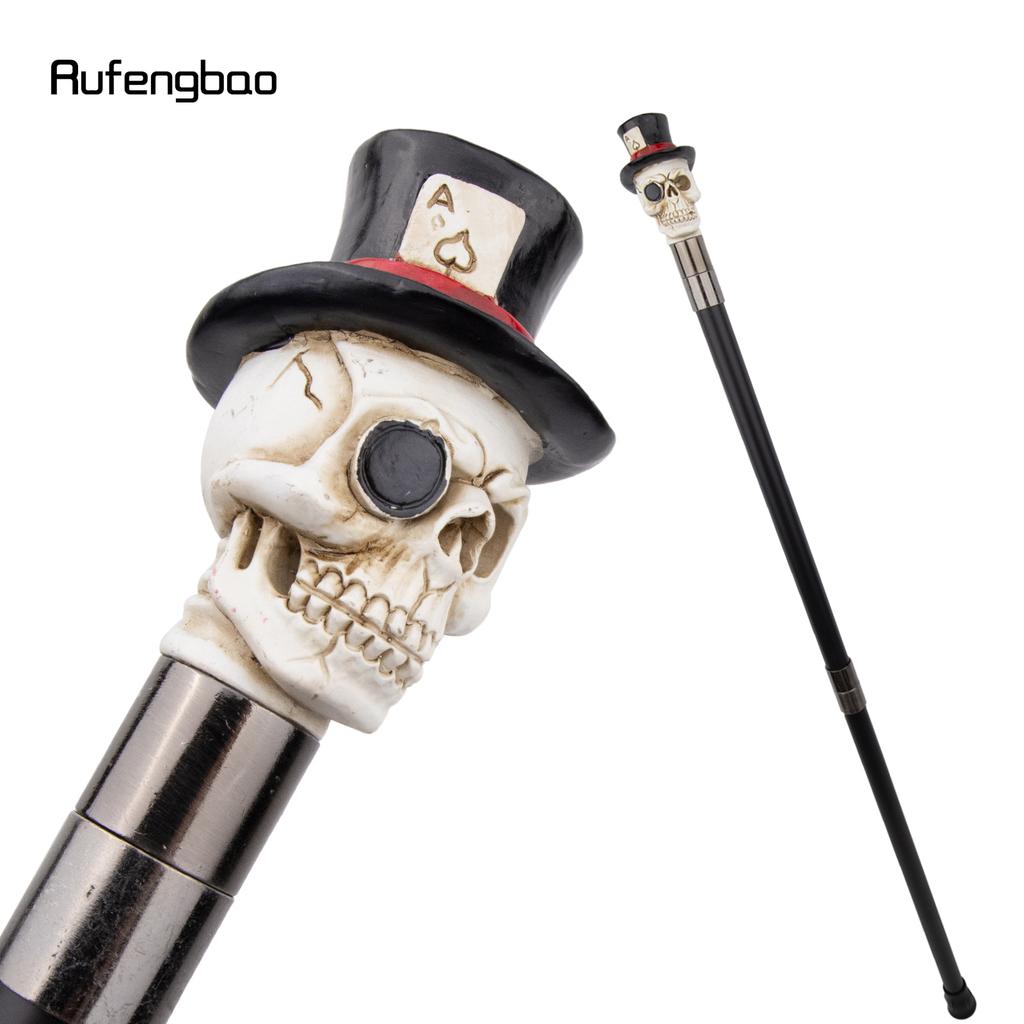 White Resin Skull Head Walking Cane Fashion Decorative Steel Walking Stick Gentleman Elegant Cosplay Cane Knob Crosier 94cm