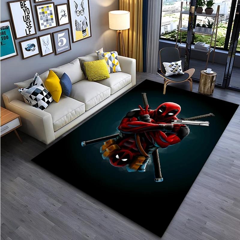 Tappeto Disney Avengers-Deadpool Marvel per Soggiorno Tappeto Grande Area Tappeto Pavimento Camera da Letto Tappetino Antiscivolo Tapis Decorazione Casa
