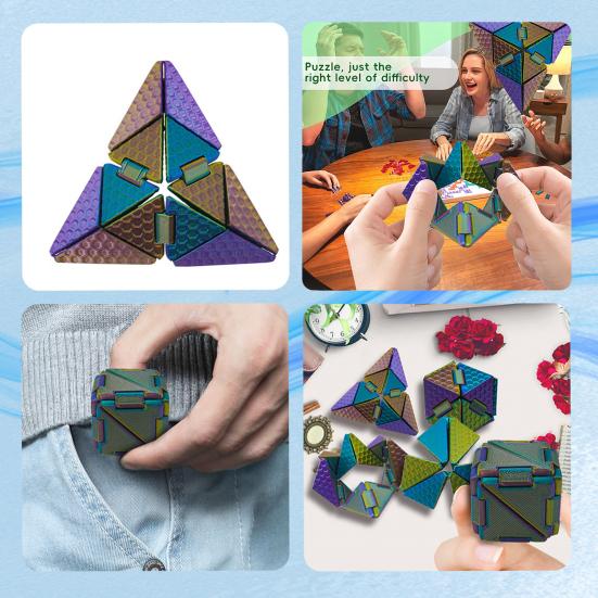 3D Printed Stress Relief Cube Toy Brain Teaser Deformable Puzzle Cube Desk Toy Teens Adults Calming Decompression Flipping Sensory Toy