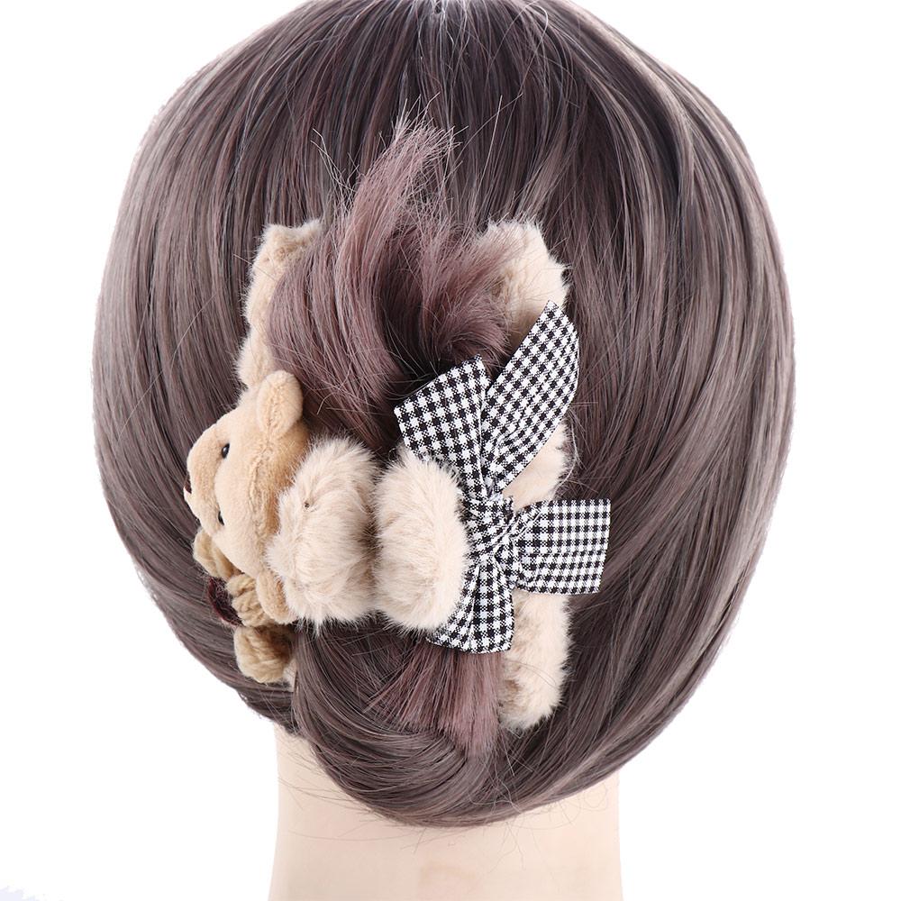 Bow Plush Headwear Flower Women Hair Clips Hair Accessories Bear Hair Claws Korean Style Crab Clips