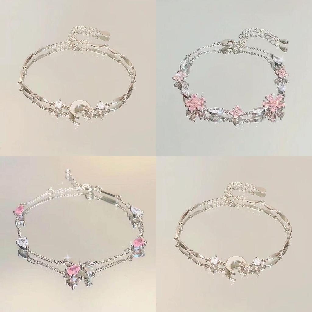 Fashion Floral Alloy Bracelets With Moon Charm For Women And Men