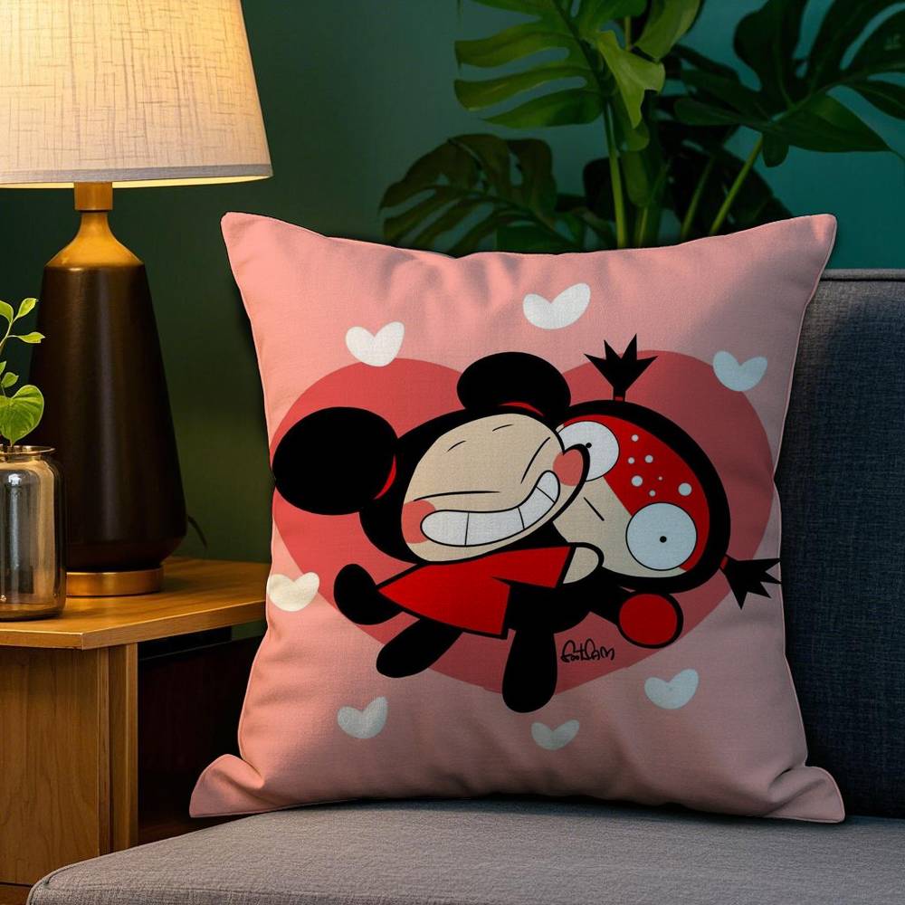 Kawaii P-Pucca Anime Pillow Case Plush Fabric Soft Double Sided Print Sofa Cushion Cover Throw Pillow Covers