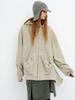Cerric Hole Pointed Hoodie Zip Up / Beige