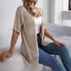 Women's Elegant V Neck Loose Knitted Cardigan Solid Check Sweater Tops for Spring Summer Fashion