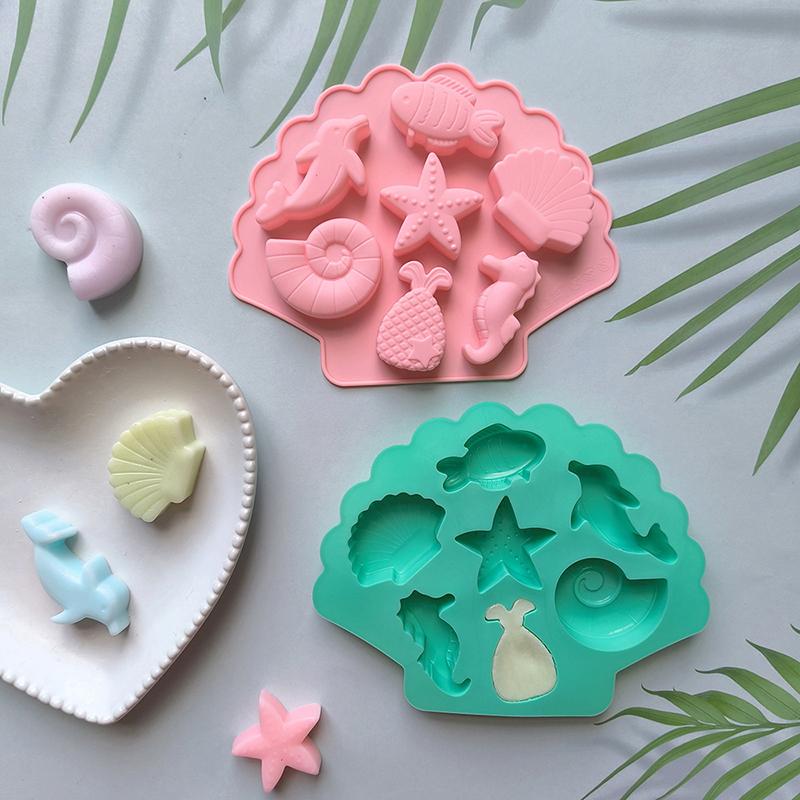 7 Consecutive Sea Creatures Silicone Mold Fondant Baking Cake Chocolate Resin Diy Fish Mould Decoration Tools Cupcake Topper