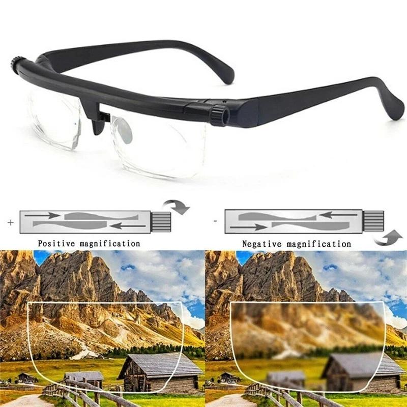Double Vision Adjustable Reading Glasses Universal Focal Length Correction Myopia Presbyopia Eyewear -6D To +3D