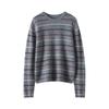100% Cashmere Women's Color Block Stripe Round Neck Sweater - Autumn/Winter Loose Fit Retro Knitwear Top