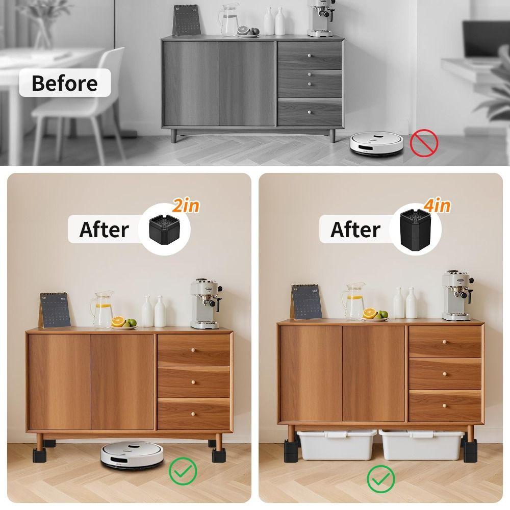 4Pcs Stackale Feet Leg Base Mat Adjustable Furniture Risers  Furniture Stability Accessories